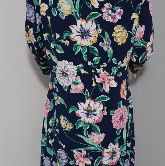 Liz Claiborne Navy Floral Long Sleeve Dress - Picture 5 of 6